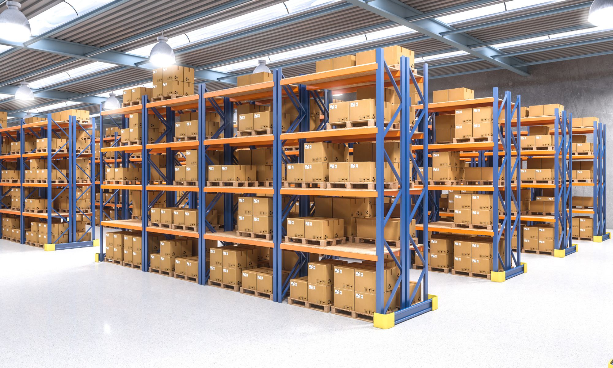 classic warehouse with pallet 3d rendering image